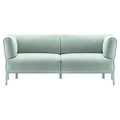 Alias 861 Eleven Sofa mit 2 Etagen und mintfarbenem Sitz und weiß lackiertem Aluminiumrahmen