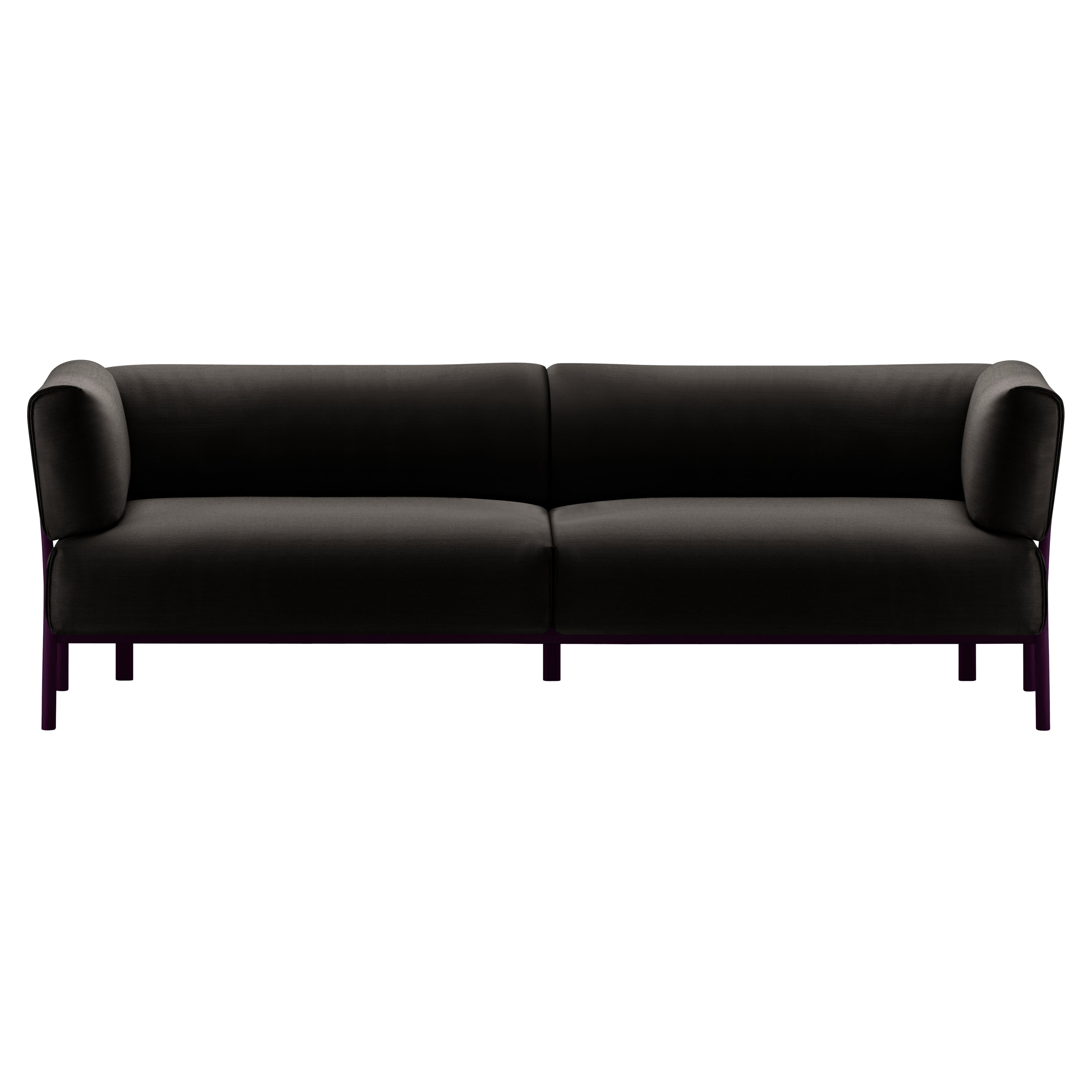 Alias 862 Eleven Sofa 3 Seater in Aubergine Seat and Lacquered Aluminum Frame For Sale