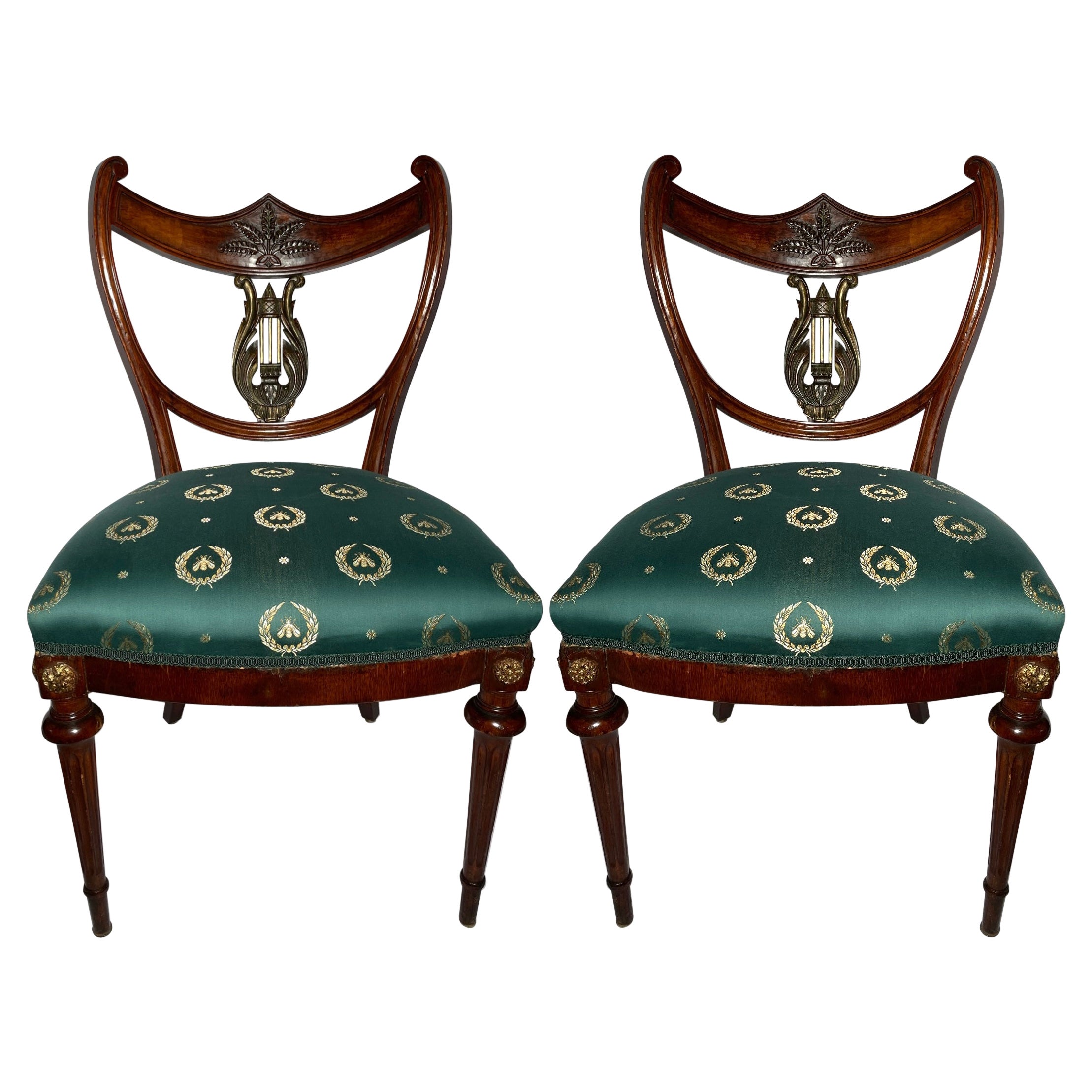 Pair Antique English Regency Mahogany Chairs, Circa 1820-1830