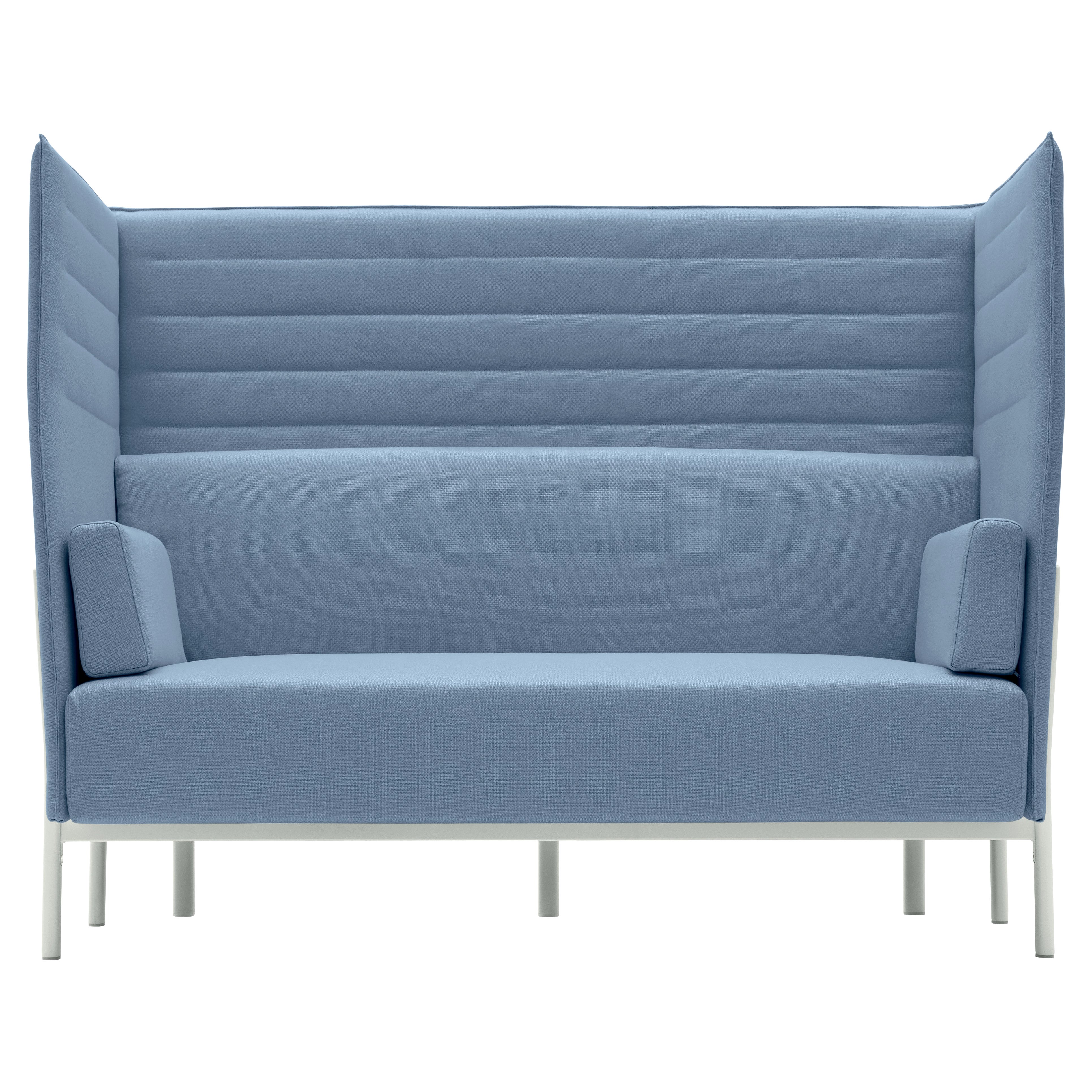 Alias 863 Eleven High Back 2 Seater Sofa in Blue &White Lacquered Aluminum Frame For Sale