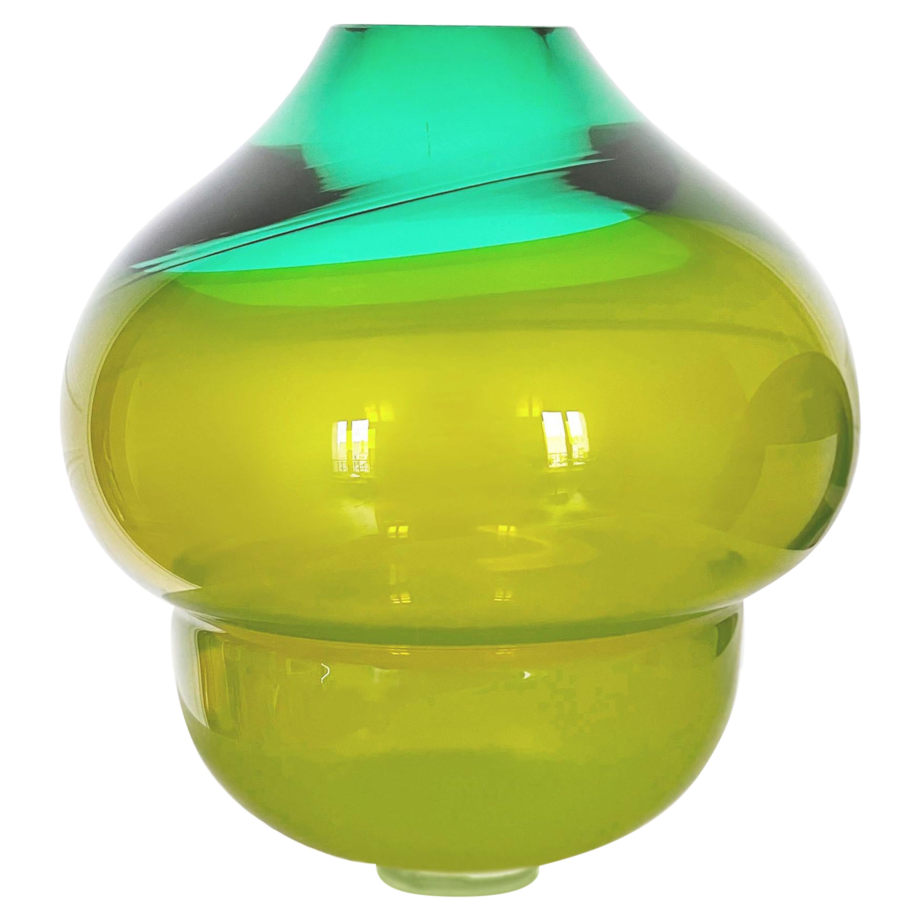 Contemporary Blown Glass Vulcano Green Blue by Alissa Volchkova For