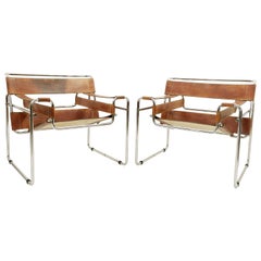 Pair of "Wassily" Chairs by Marcel Breuer, Produced by Cassina, 1980s