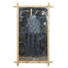 Französisch gebleicht Faux-Bambus-Spiegel mit überschneidenden Ecken, um 1900