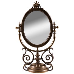 Large Victorian Brass Table Mirror, 1880s, England