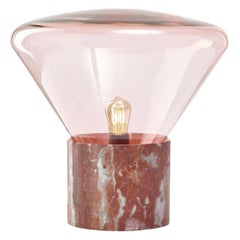 Large 'Muffins 02' Red Marble & Pink Blown Glass Floor or Table Lamp for Brokis