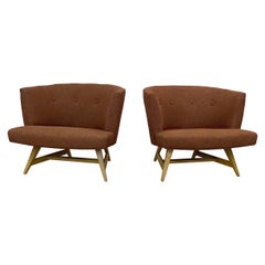 Vintage Pair Mid-Century Barrel Back Lounge Chairs