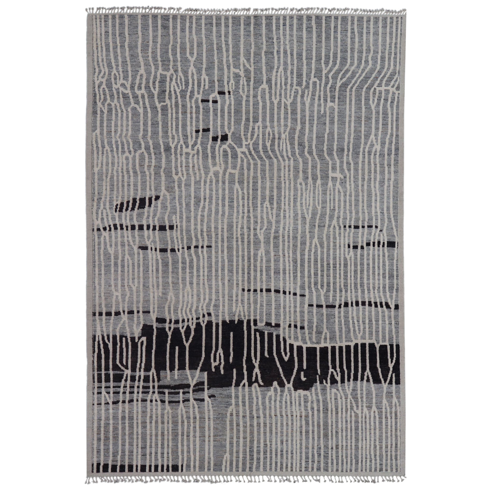Keivan Woven Arts Marokkanischer Teppich aus handgeknüpfter Wolle mit abstraktem modernen Design im Angebot