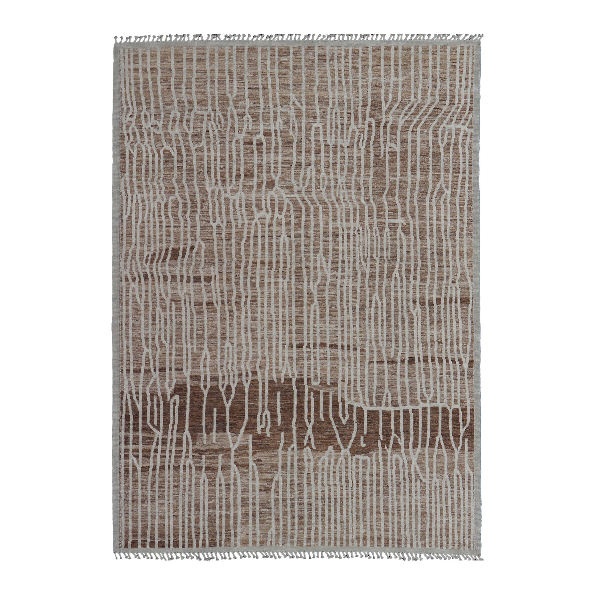 Keivan Woven Arts Hand-Knotted Wool Moroccan Rug with Abstract modern Design
