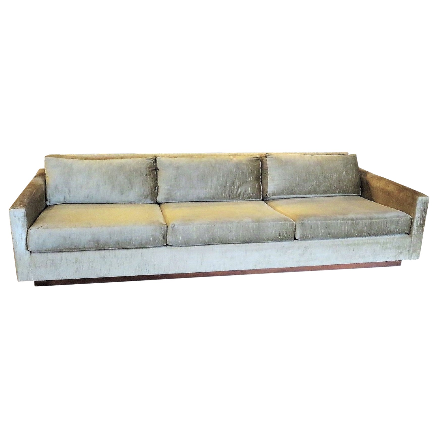 Exceptional Harvey Probber 1960s Long Tuxedo Sofa in Velvet