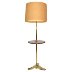 Brass Laurel Lamp Company Round Side Table Floor Lamp Mid-Century Modern America