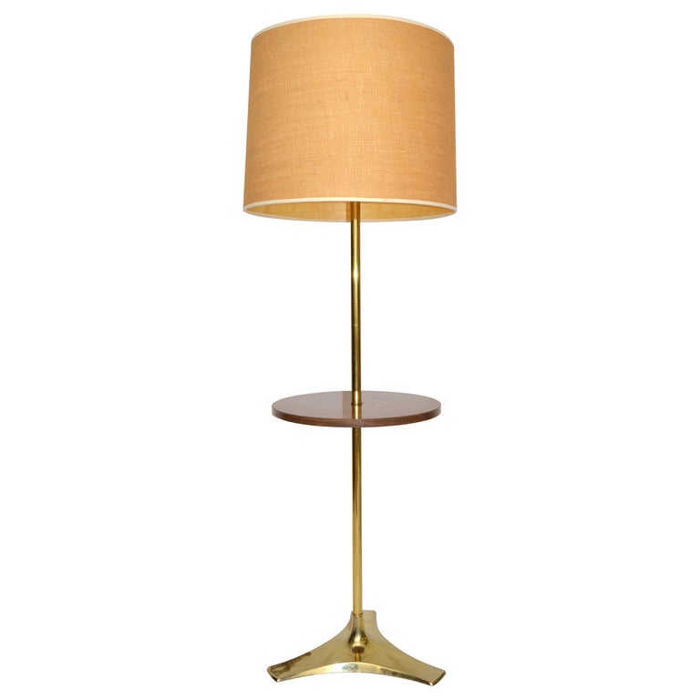 Brass Laurel Lamp Company Round Side Table Floor Lamp MidCentury