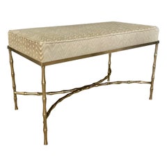 French Bagues Style Faux Brass Bamboo Bench
