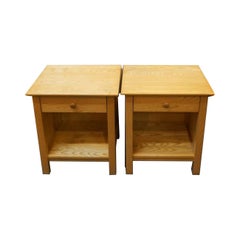 Vermont Tubbs Solid Ash Wood Single Drawer Bedside Tables Nightstands, a Pair
