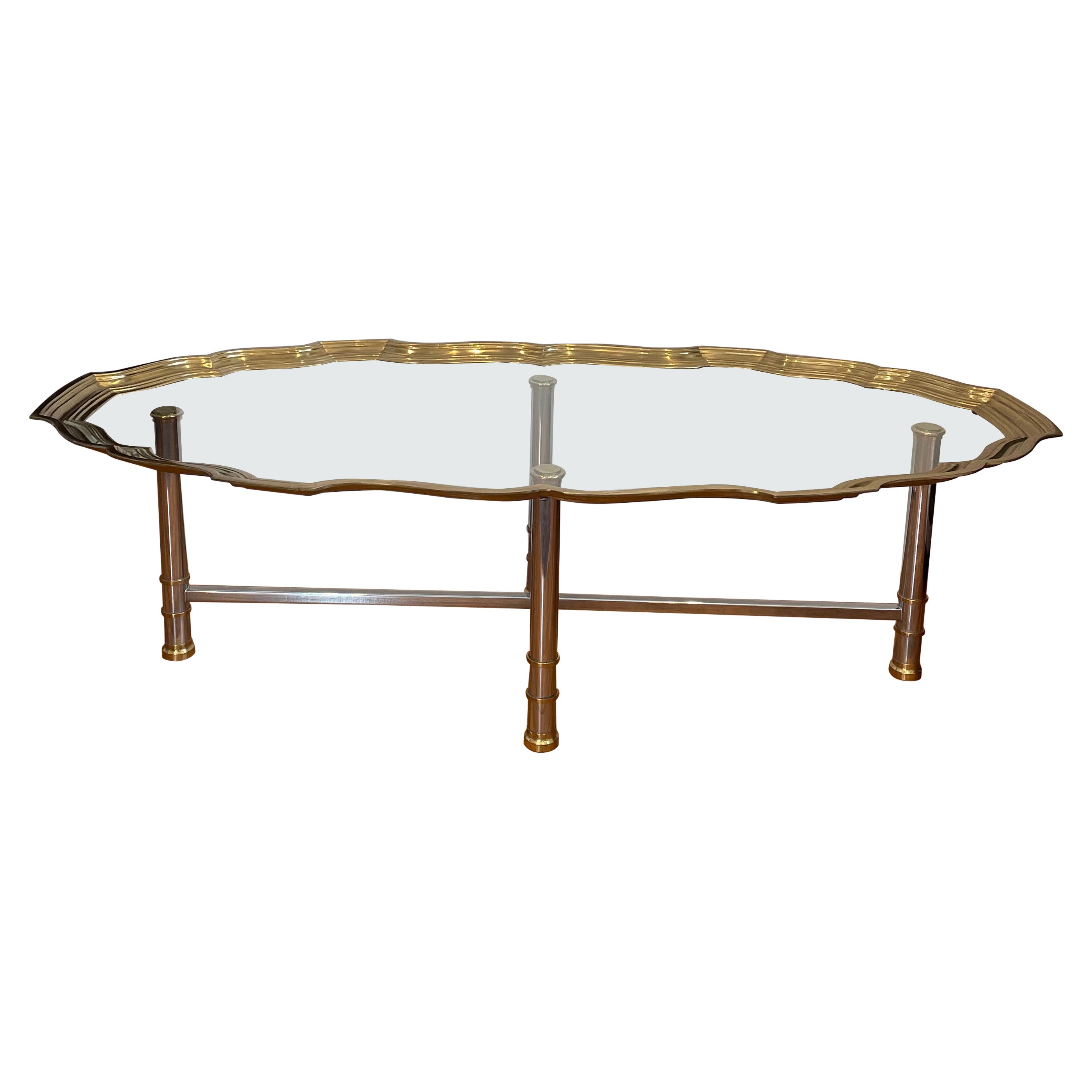 1960s, Maison Jansen Style Glass Tray Top Coffee Table