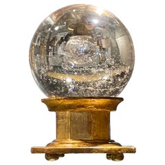 18th-19th C. Italian Rock Crystal Ball on a Later Italian Giltwood Stand
