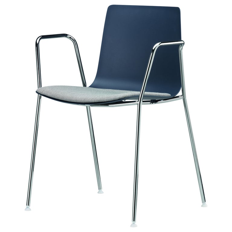 Alias 89D Slim 4 Soft Armchair S in Grey Upholstered Seat and Chromed