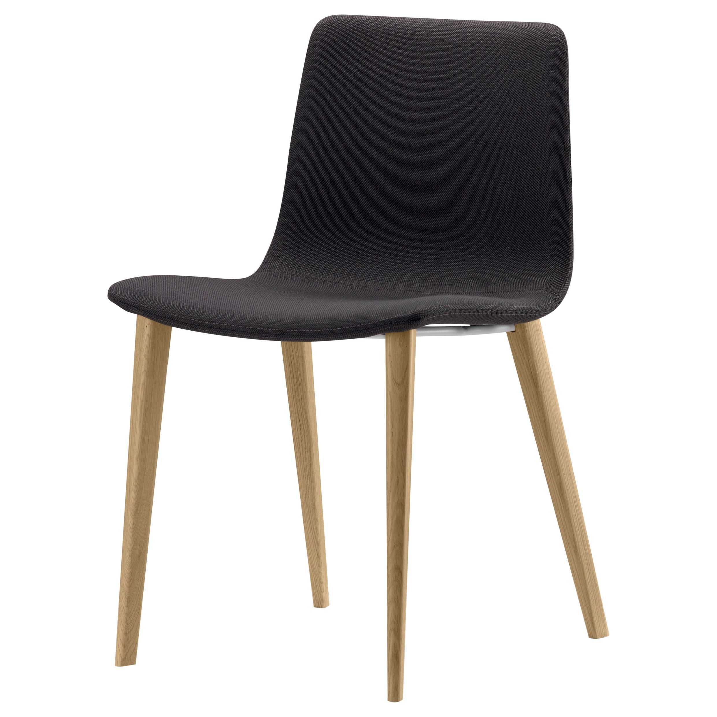 Slim Chair Soft L mit Gestell aus natürlicher Eiche und grauem gepolstertem Sitz, 89M