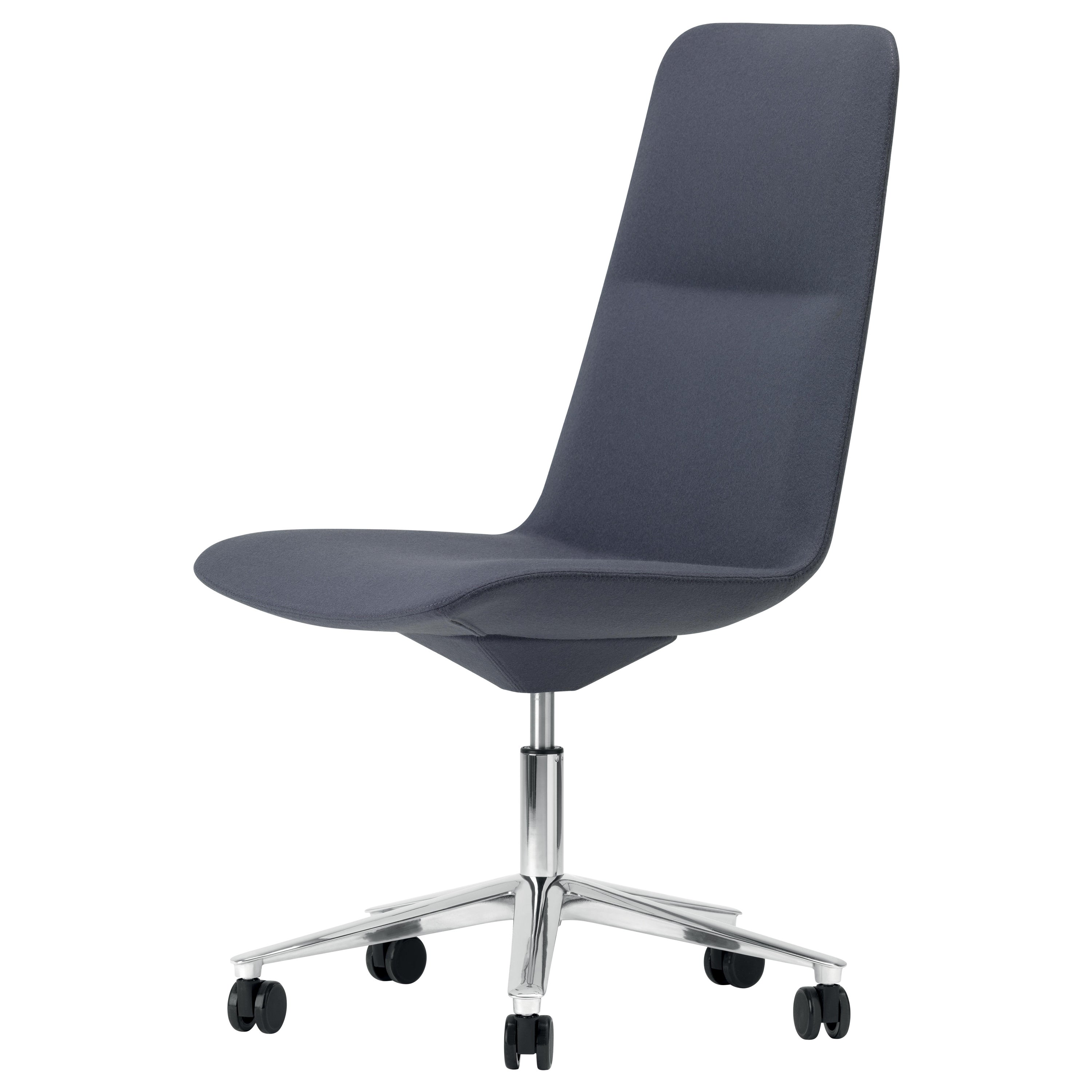 Alias 825 Slim Conference High 5 Chair with Upholstered Seat and Chromed Frame For Sale