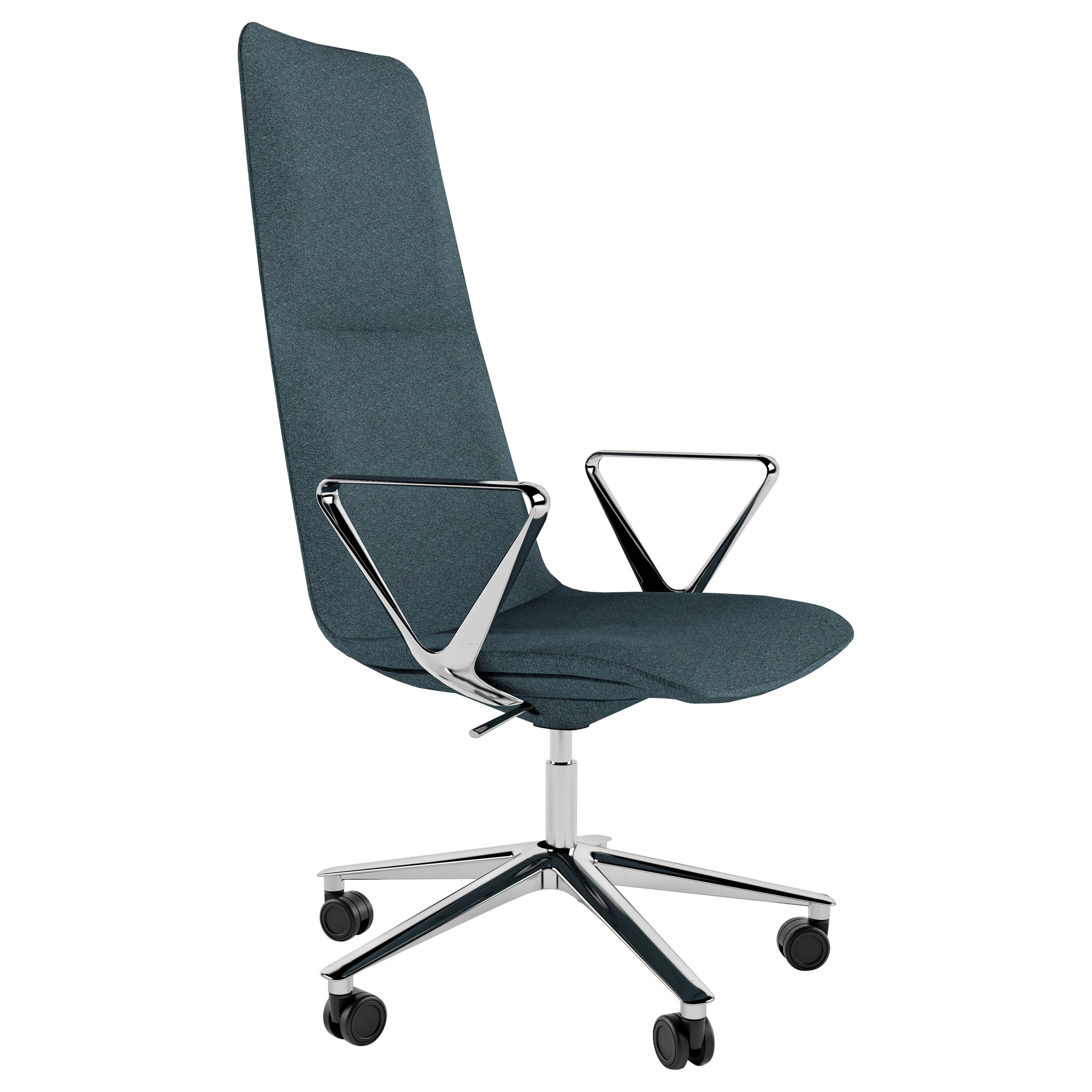 Alias 826 Slim Conference High 5 Y Shaped Chair with Grey Seat & Chromed Frame For Sale