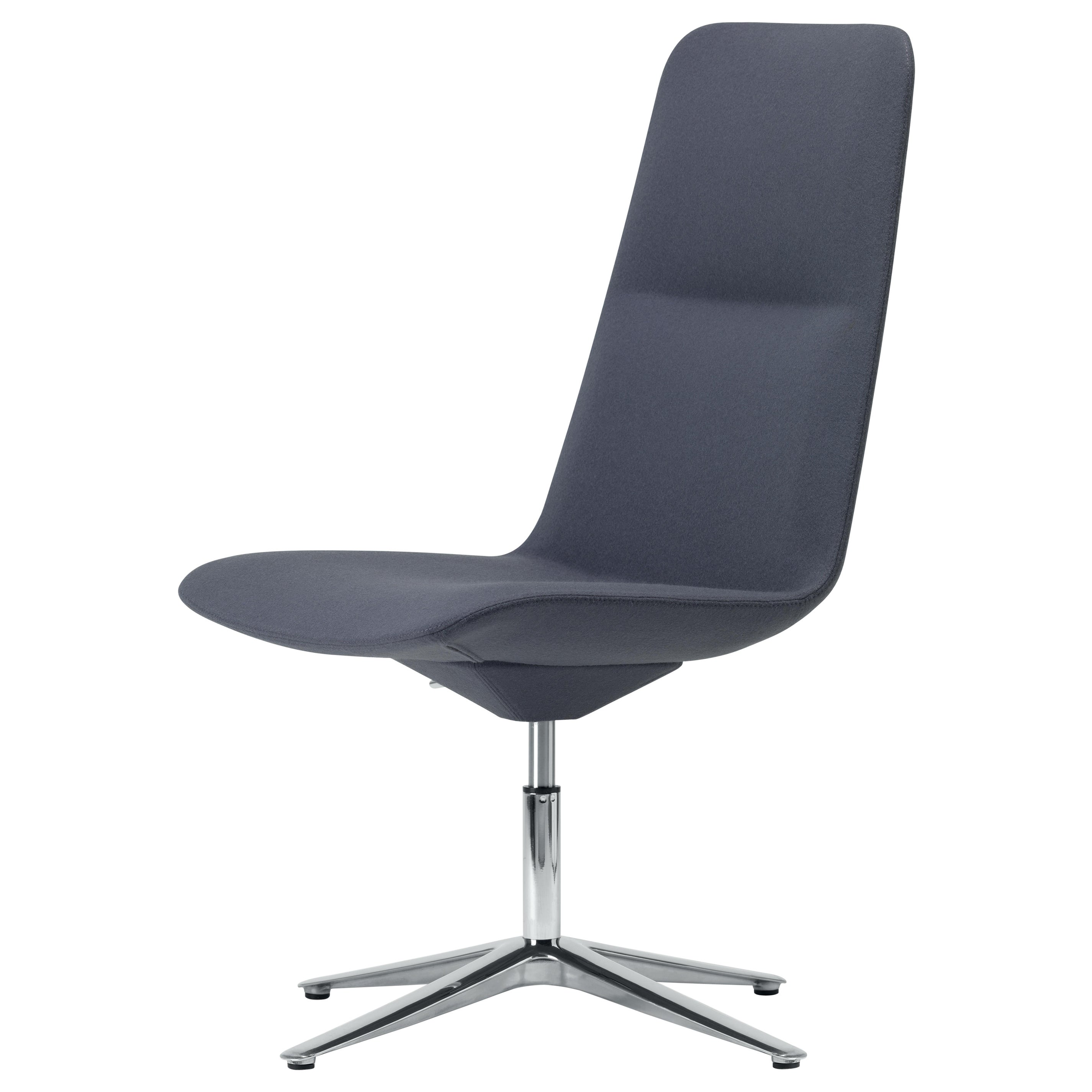 Alias 807 Slim Conference Medium 4 Stuhl mit grauem Sitz und poliertem Aluminiumgestell