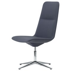 Chaise de conférence moyenne Alias 807 de taille moyenne avec assise grise et cadre en aluminium poli