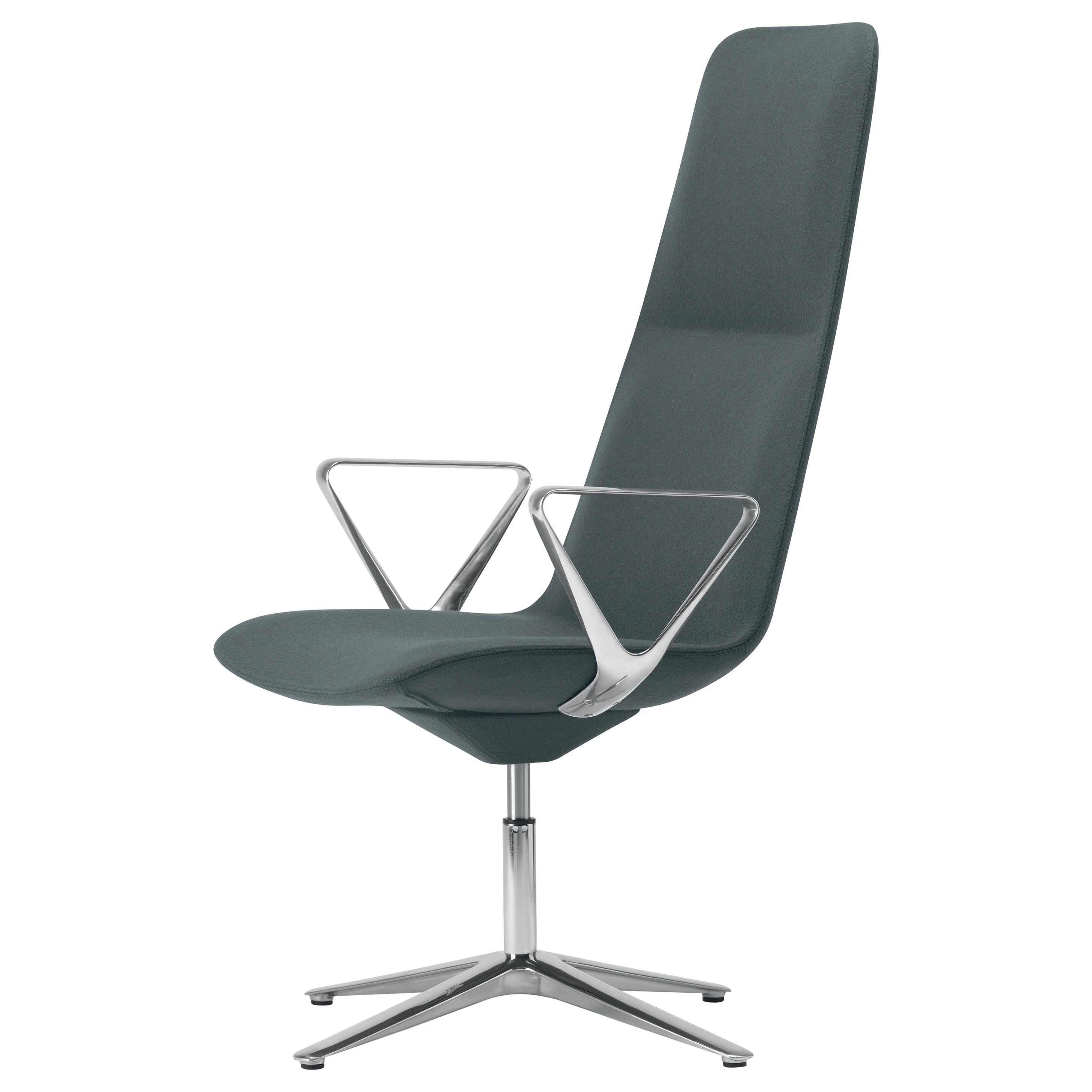 Alias 813 Slim Conference High 4 Y Shaped Chair with Polished Aluminum Frame For Sale