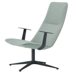 Alias 818 Slim Lounge High Armchair in Green Seat with Grey Lacquered Frame