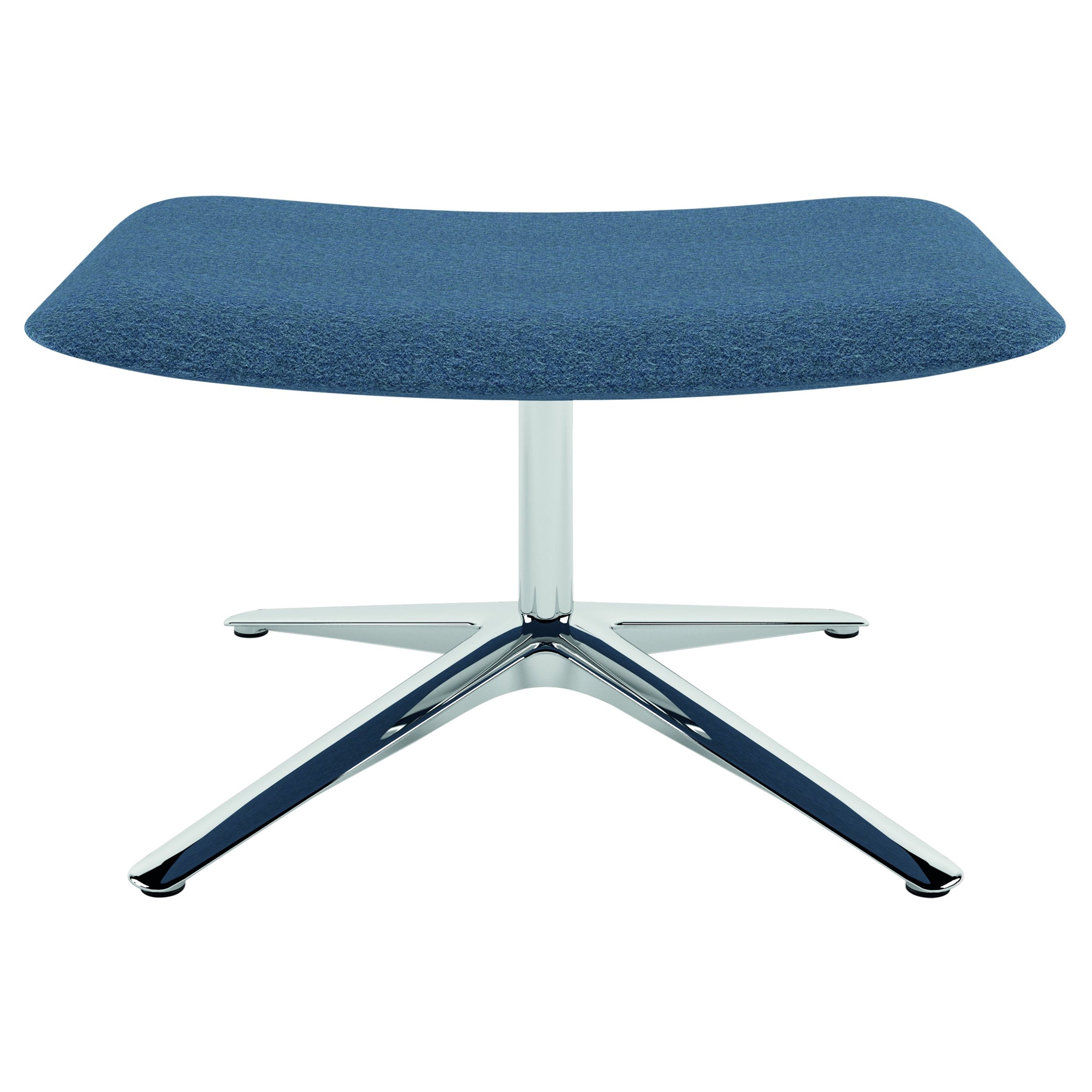 Alias 799 Slim Pouf in Blue Upholstered Seat with Polished Aluminum Frame For Sale