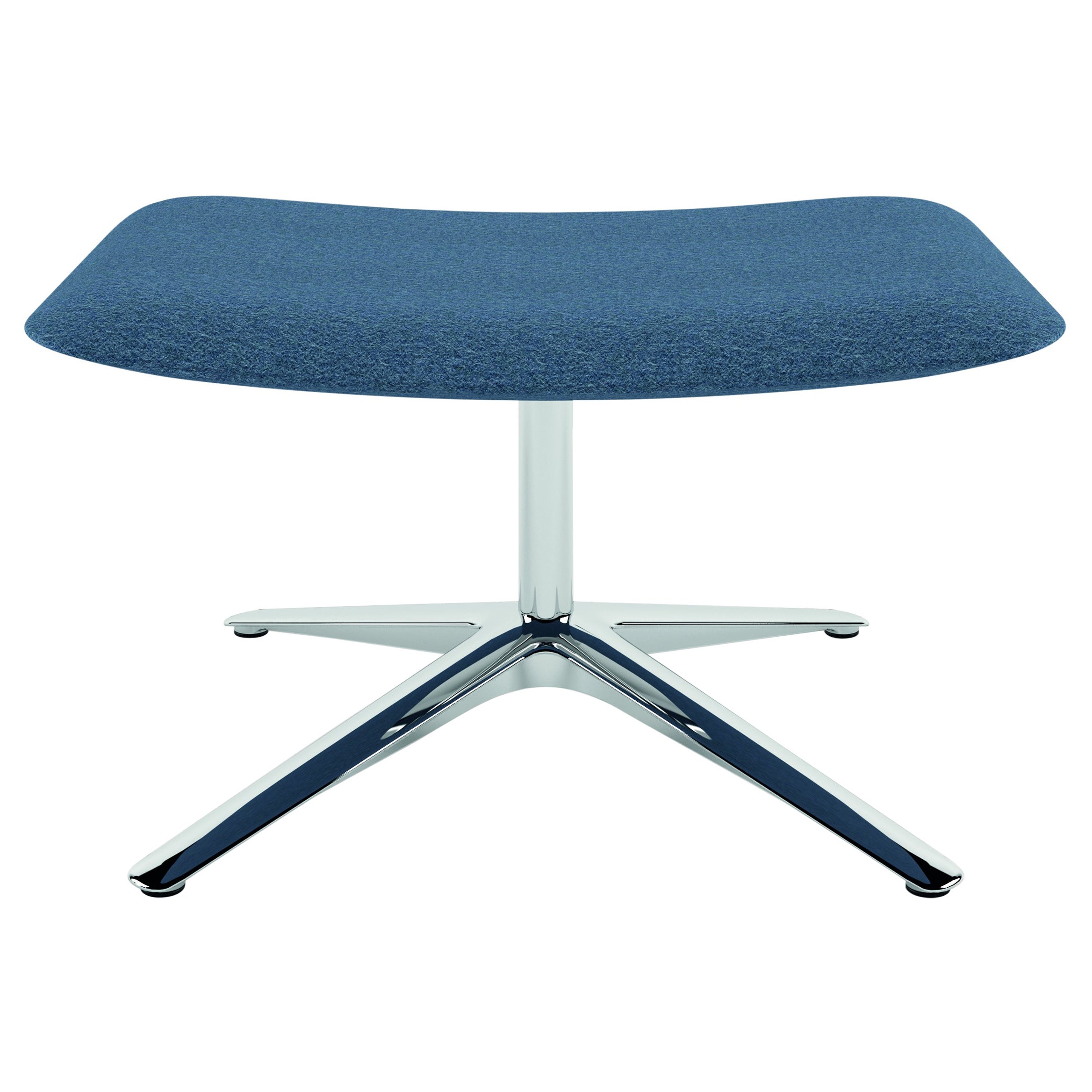 Alias 799 Slim Pouf in Blue Upholstered Seat with Polished Aluminum Frame