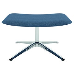 Alias 799 Slim Pouf in Blue Upholstered Seat with Polished Aluminum Frame