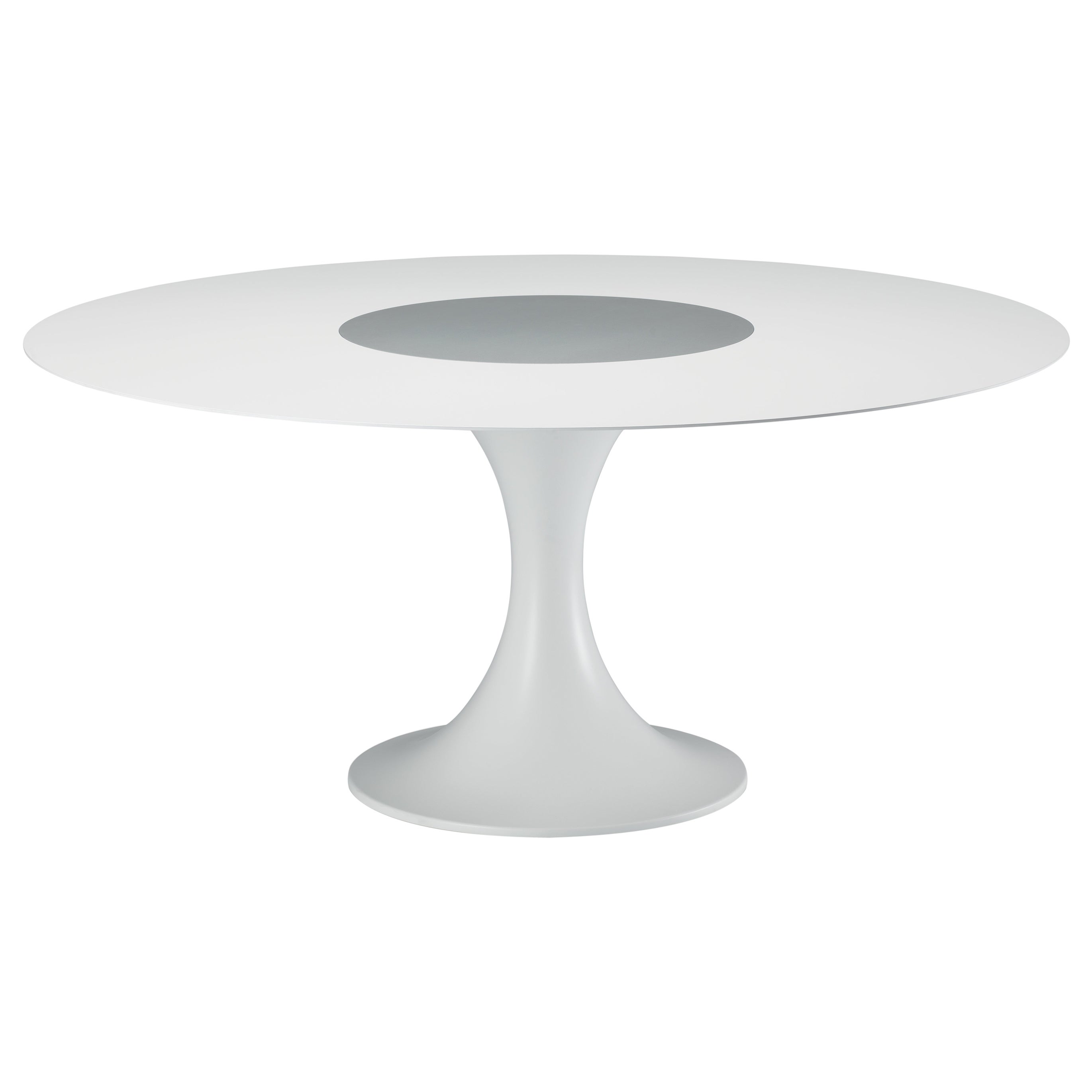 Alias Large 08C Manzù Turn Table mit grau eloxierter Platte und weiß lackiertem Gestell im Angebot