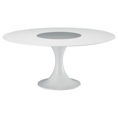 Alias Large 08C Manzù Turn Table mit grau eloxierter Platte und weiß lackiertem Gestell