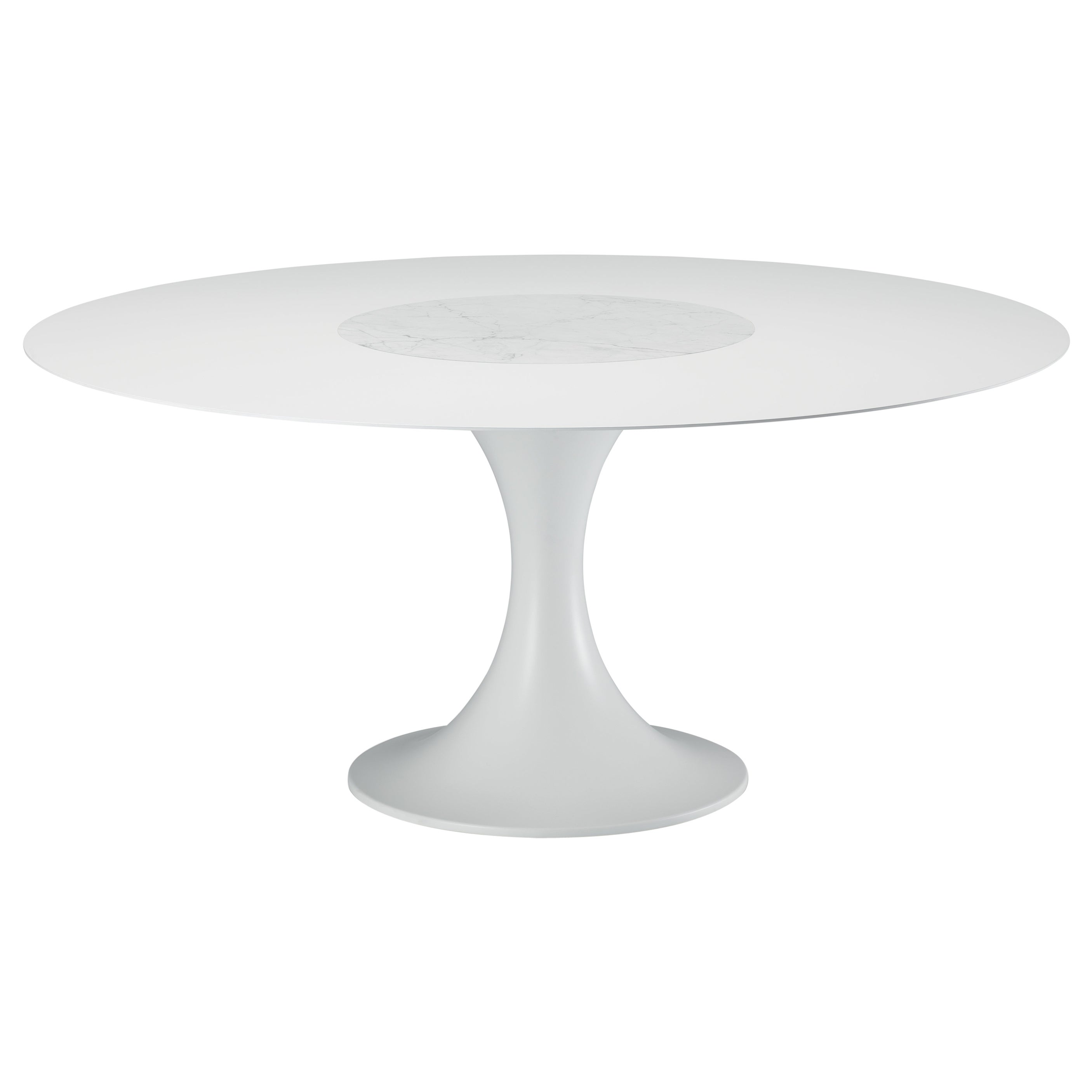 Alias Large 08C Manzù Turn Table mit Platte aus Carrara-Marmor und weiß lackiertem Gestell