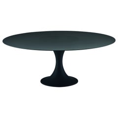 Alias Large 08C Manzù Table tournante avec plateau en MDF noir et cadre en aluminium laqué