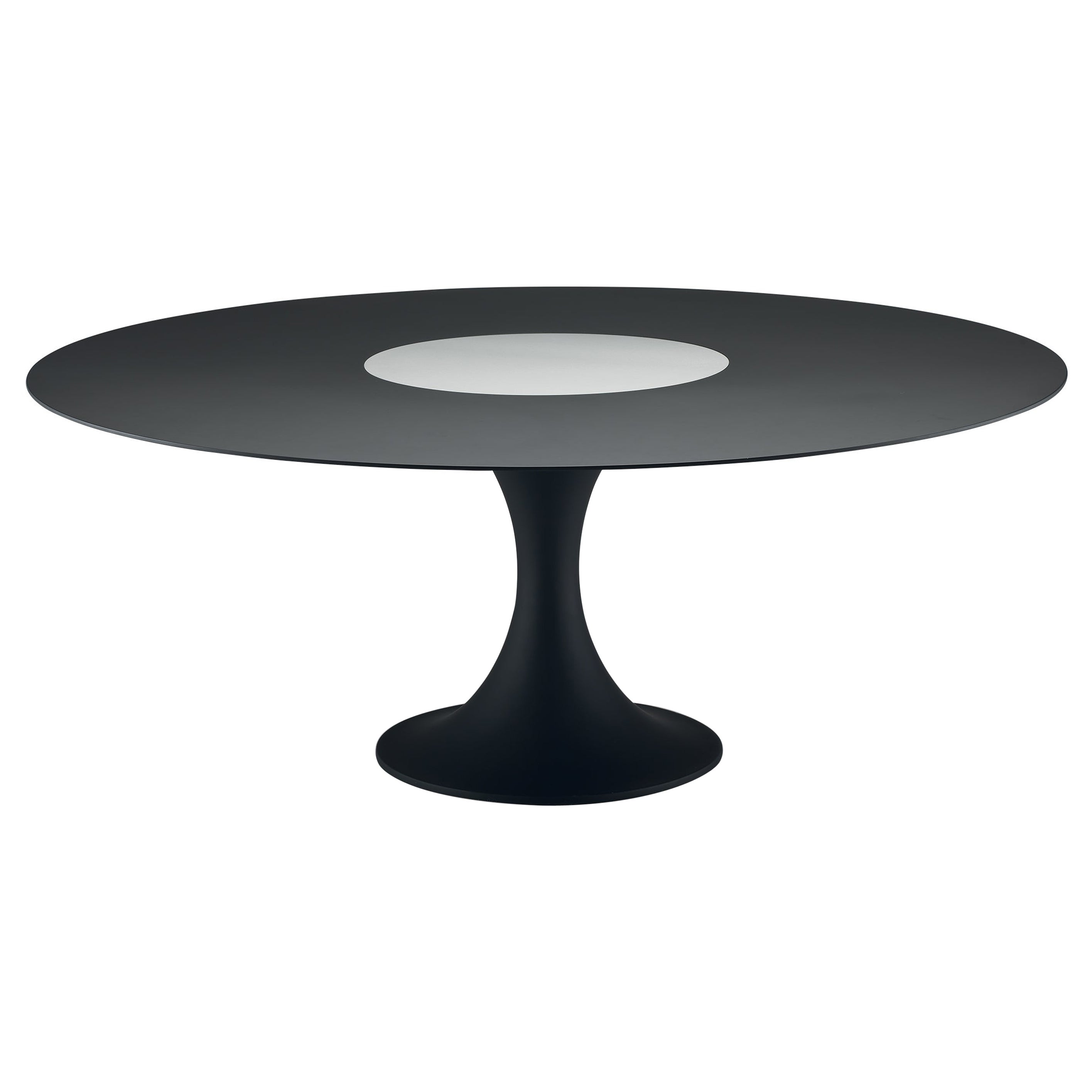 Alias Large 08C Manzù Turn Table mit grau eloxierter Platte und schwarz lackiertem Gestell