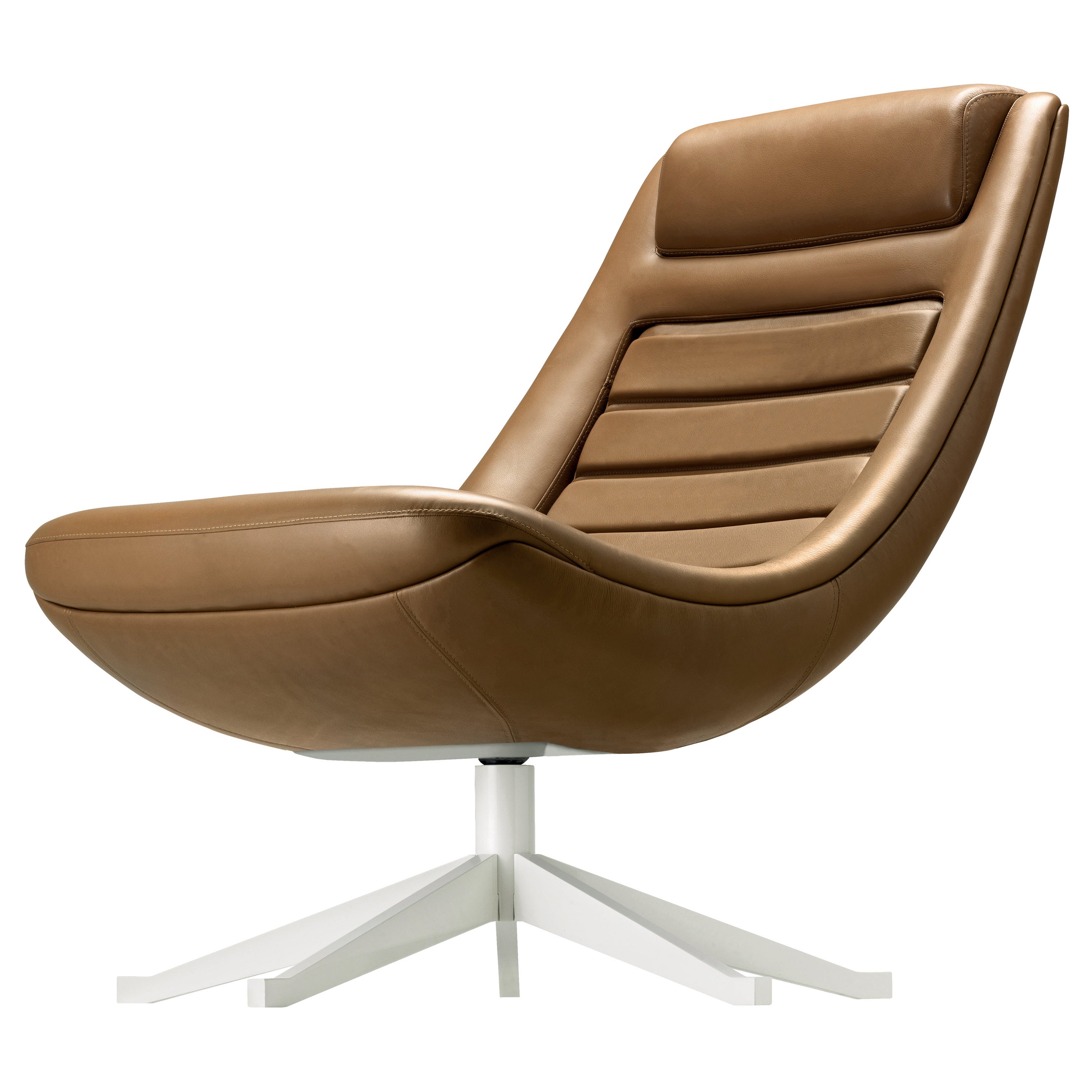 Alias 090 Manzù Lounge Chair in Brown Leather Seat with White Lacquered Frame