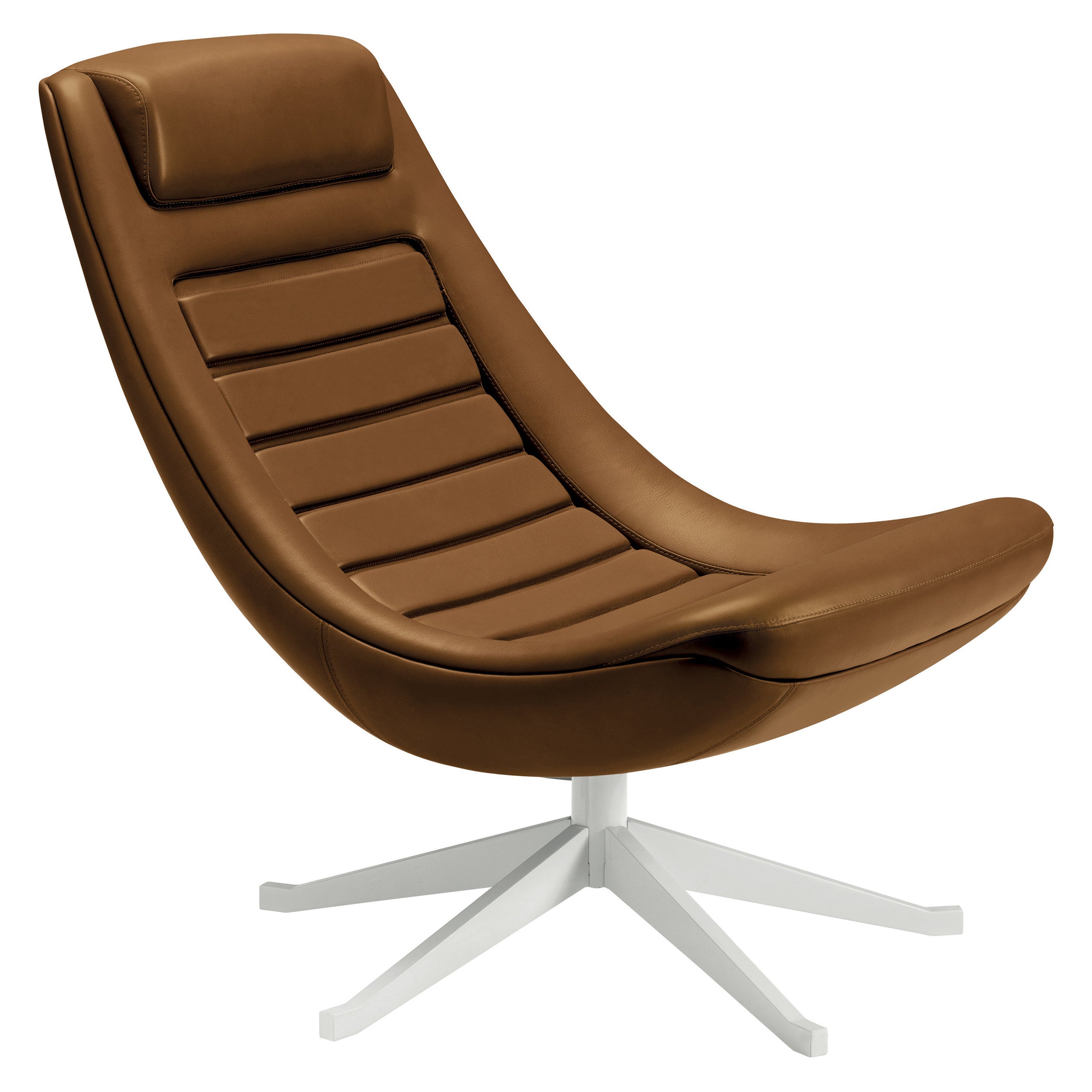 Alias 090 Manzù Lounge Chair mit braunem Bezug und weiß lackiertem Gestell