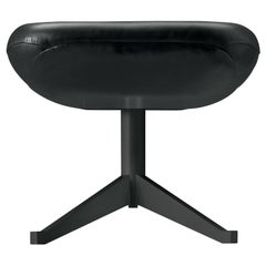 Alias 091 Manzù Pouf in Black Leather Seat with Black Lacquered Aluminum Frame