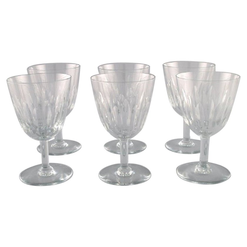 Baccarat, France, Six Art Deco Red Wine Glasses in Clear Crystal Glass For Sale