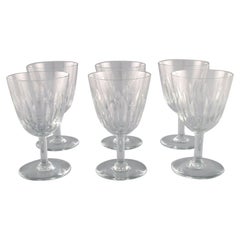 Vintage Baccarat, France, Six Art Deco Red Wine Glasses in Clear Crystal Glass