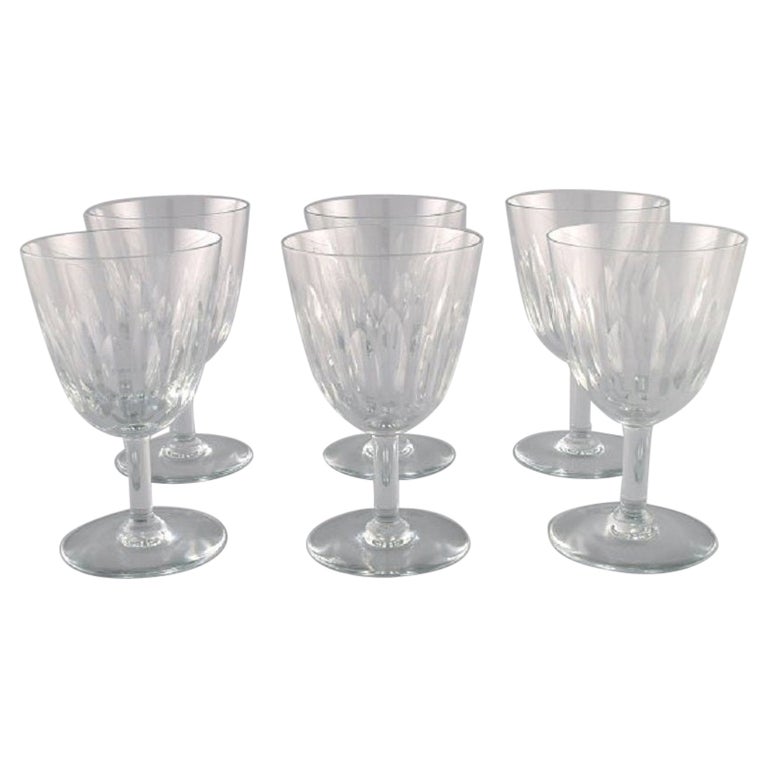 Buy Baccarat, France. Six Art Deco Red Wine Glasses In Clear Mouth
