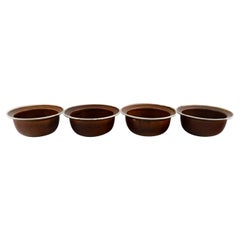 Vintage Stig Lindberg for Gustavsberg, Four Coq Bowls in Glazed Stoneware