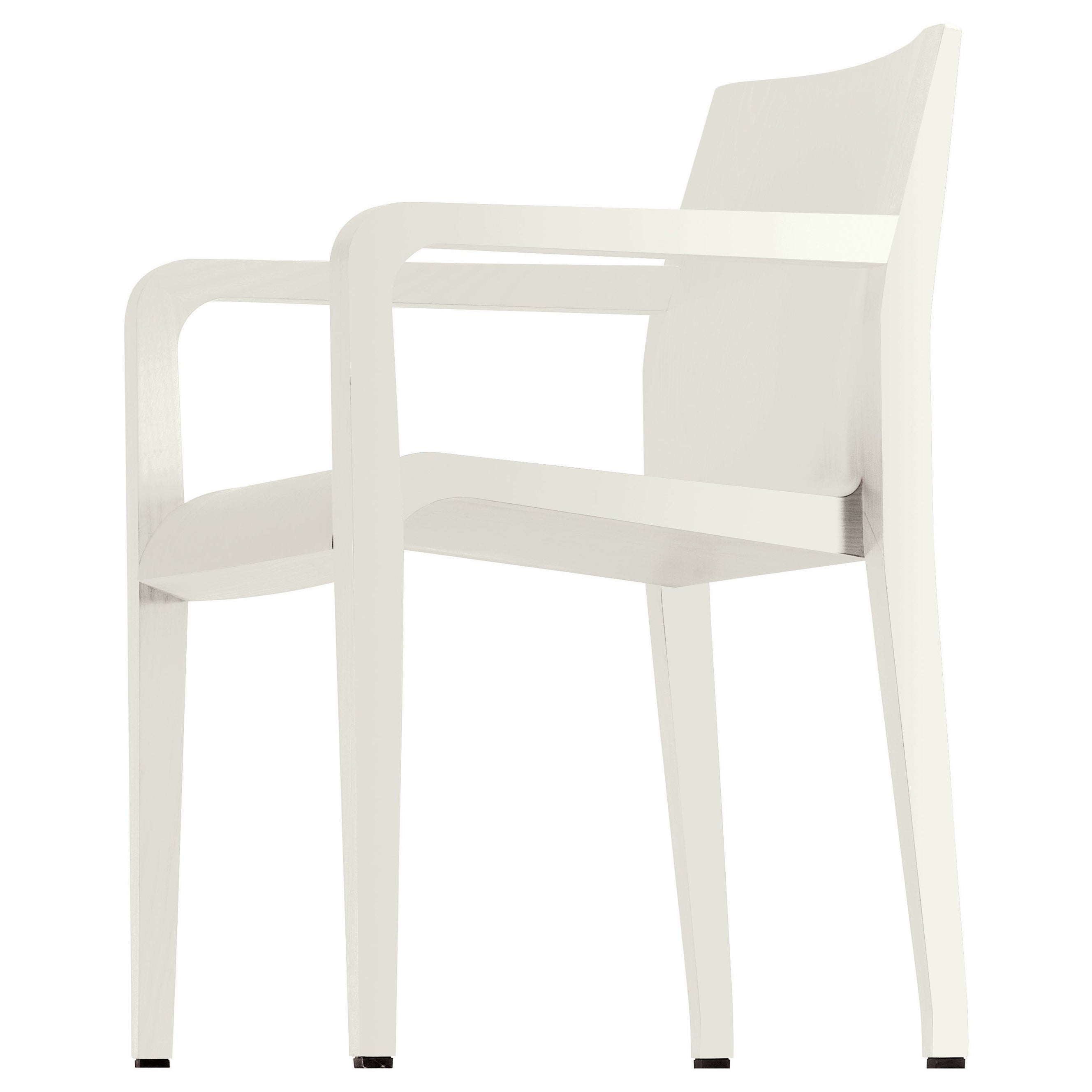 Alias 304 Laleggera Armrest Chair in White Color Stained Wood by Riccardo Blumer