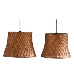 Pair of Danish Mid-Century Vintage Bamboo Pendants, Made in 1960s