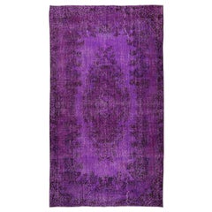 Vintage Handmade Turkish Rug Over-Dyed in Purple for Modern Interiors