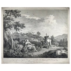 Antique F. Zuccarelli, Italianate Pastoral Scene, Large Impressive Engraving