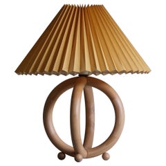Danish Modern Sculptural Table Lamp in Solid Beech, Art Deco Style, ca 1980s
