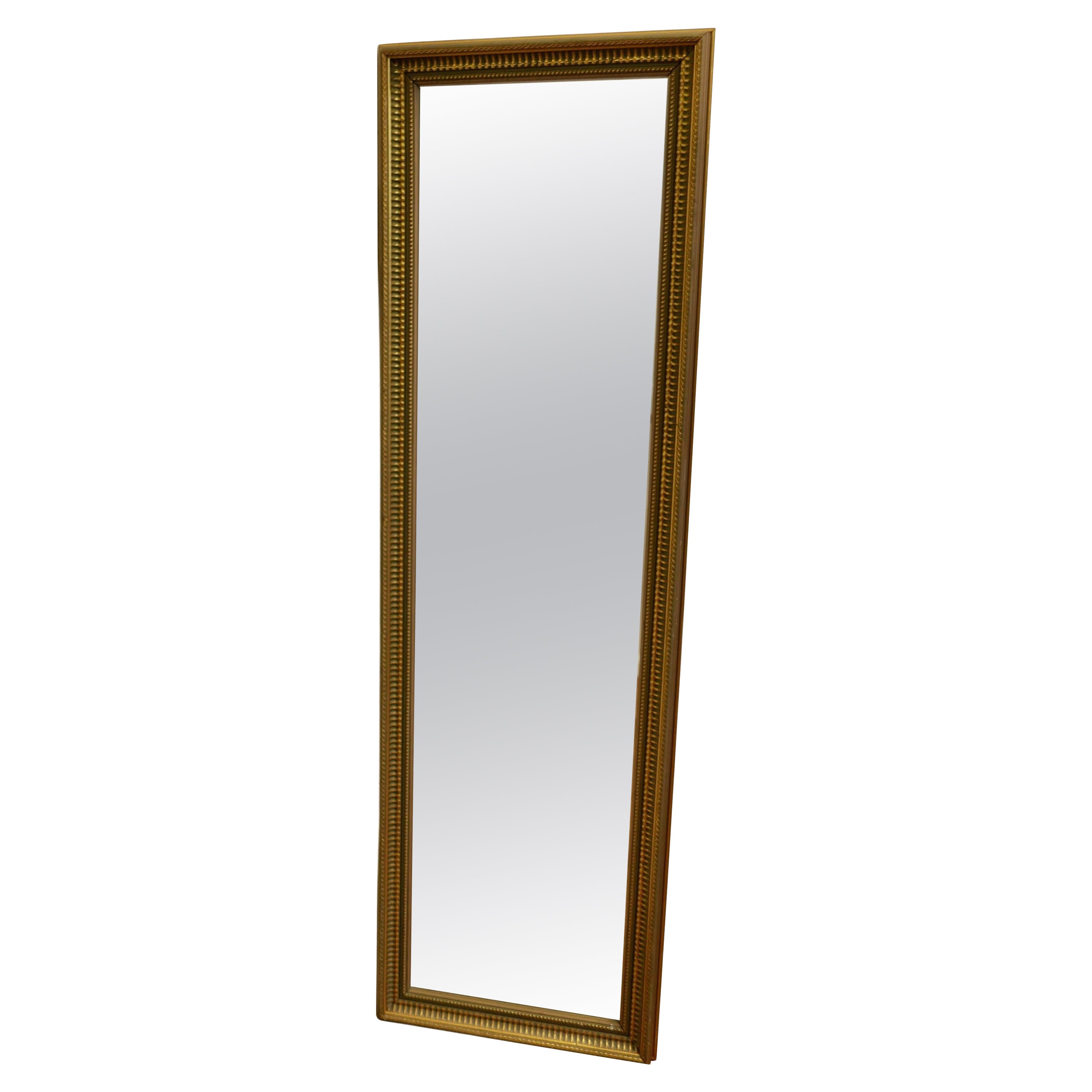 Long miroir décoratif doré/vert à habillage en vente