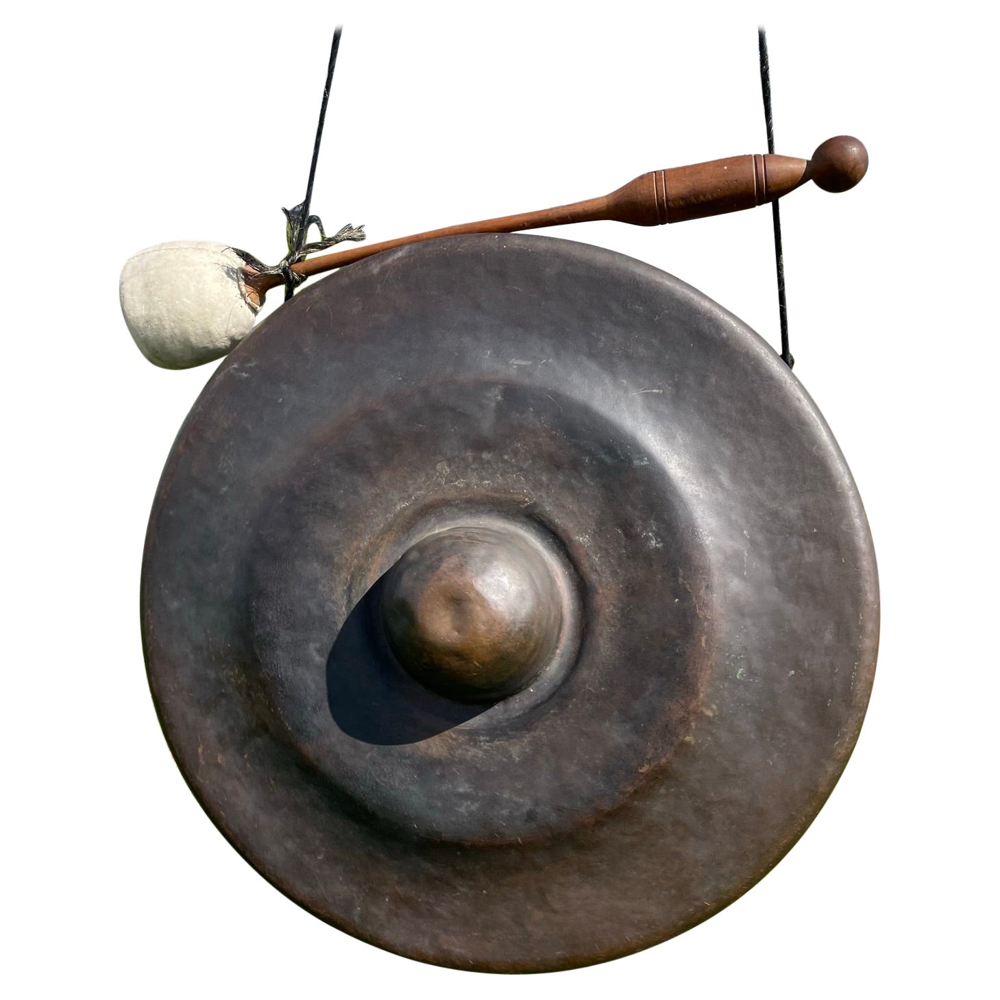 Japan Huge Antique Hand Wrought Bronze Gong , Bold Sound