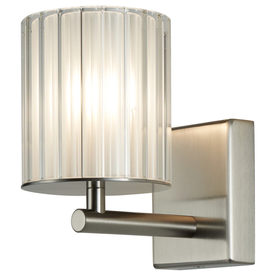 Flute Wall Light in Brushed Nickel with Frosted Glass Diffuser, UL Listed